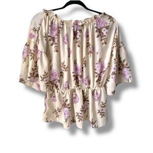 SAY WHAT? Floral Blouse Cream Pink Large